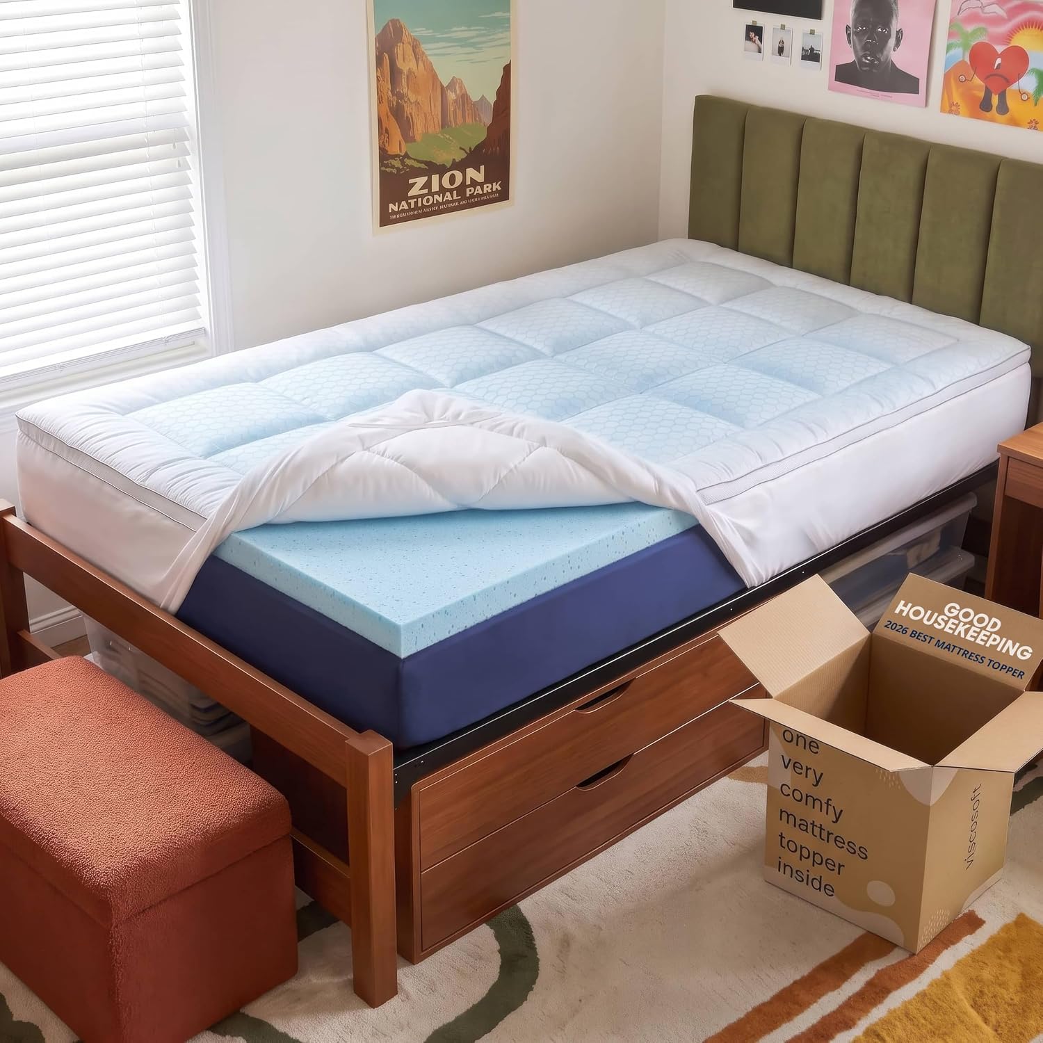 Memory Foam Topper - 4-calowy materac z pianki memory z