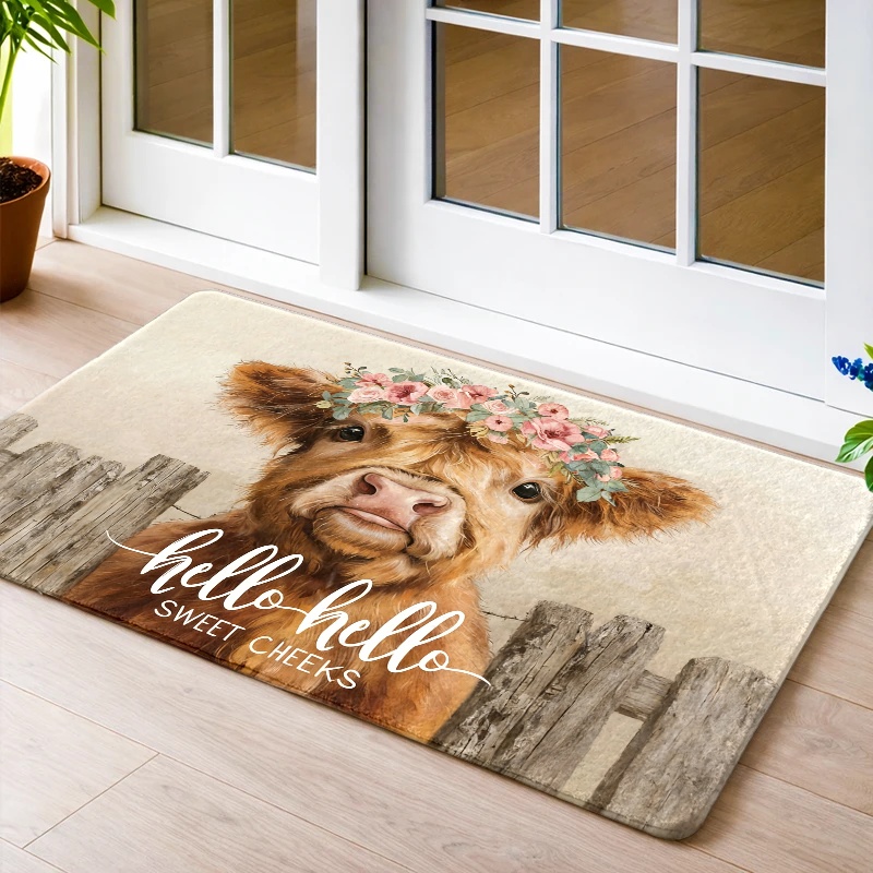 Highland Home Textiles - Mata podłogowa z motywem krowy szkockiej