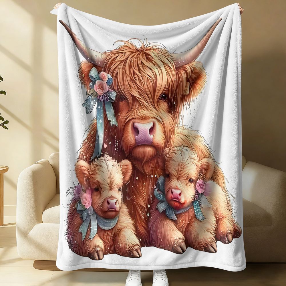 Koc z flaneli z nadrukiem krow – Highland Home Textiles recenzja i cena