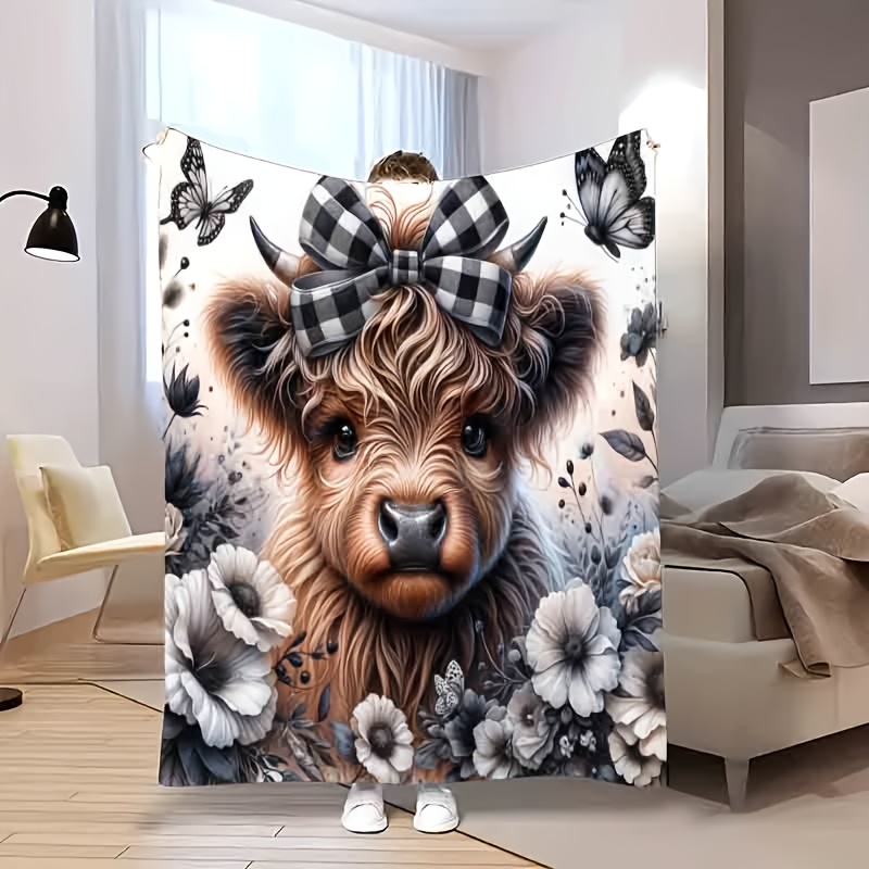 Koc w kratę z krową szkocką -  – Highland Home Textiles recenzja i cena